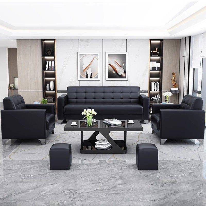 办公沙发商务接待现代简约会客单人三人位办公室沙发茶几组合套装