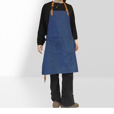 定皮制4-6lgo牛仔皮围o裙口袋条创意革背带理发师工作服厚帆