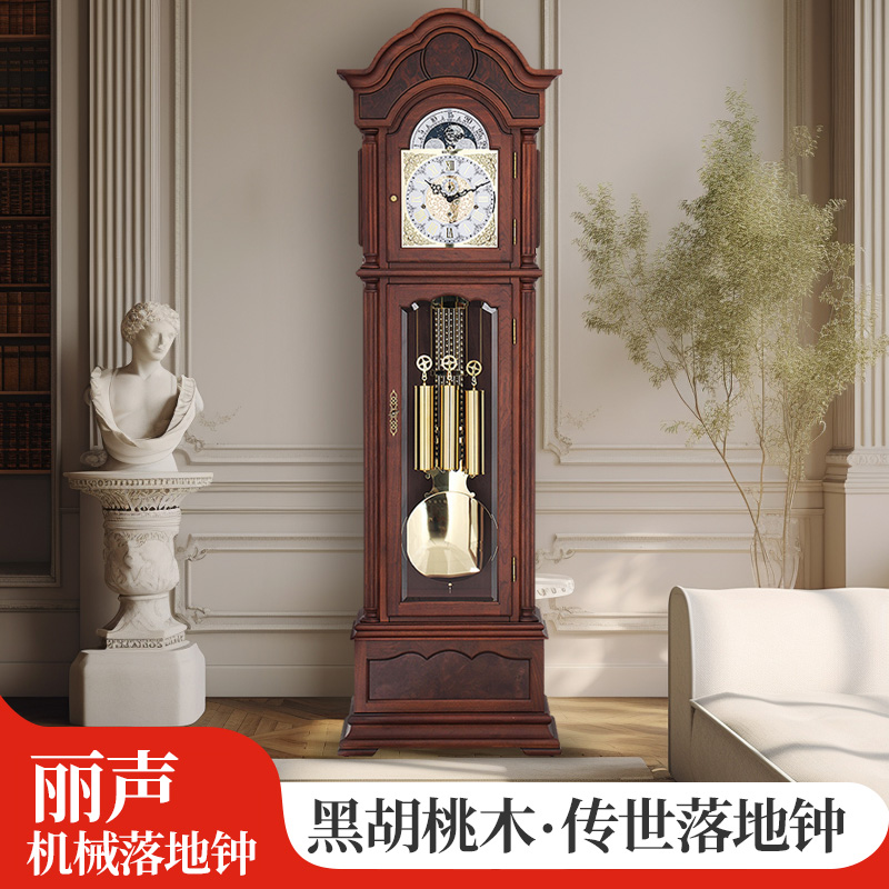 RHYTHM丽声日本进口中式客厅实木机械落地钟高档家用欧式老式立钟