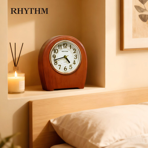 RHYTHM日本丽声实木静音闹钟
