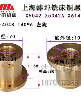 上海蚌埠铣床配件X5042X5042A横向丝母螺母铜螺母4048 T40*6左