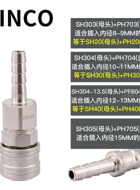INCO意大利款SH20自锁快速接头SH303 SH304/305 PH703 PH704/705