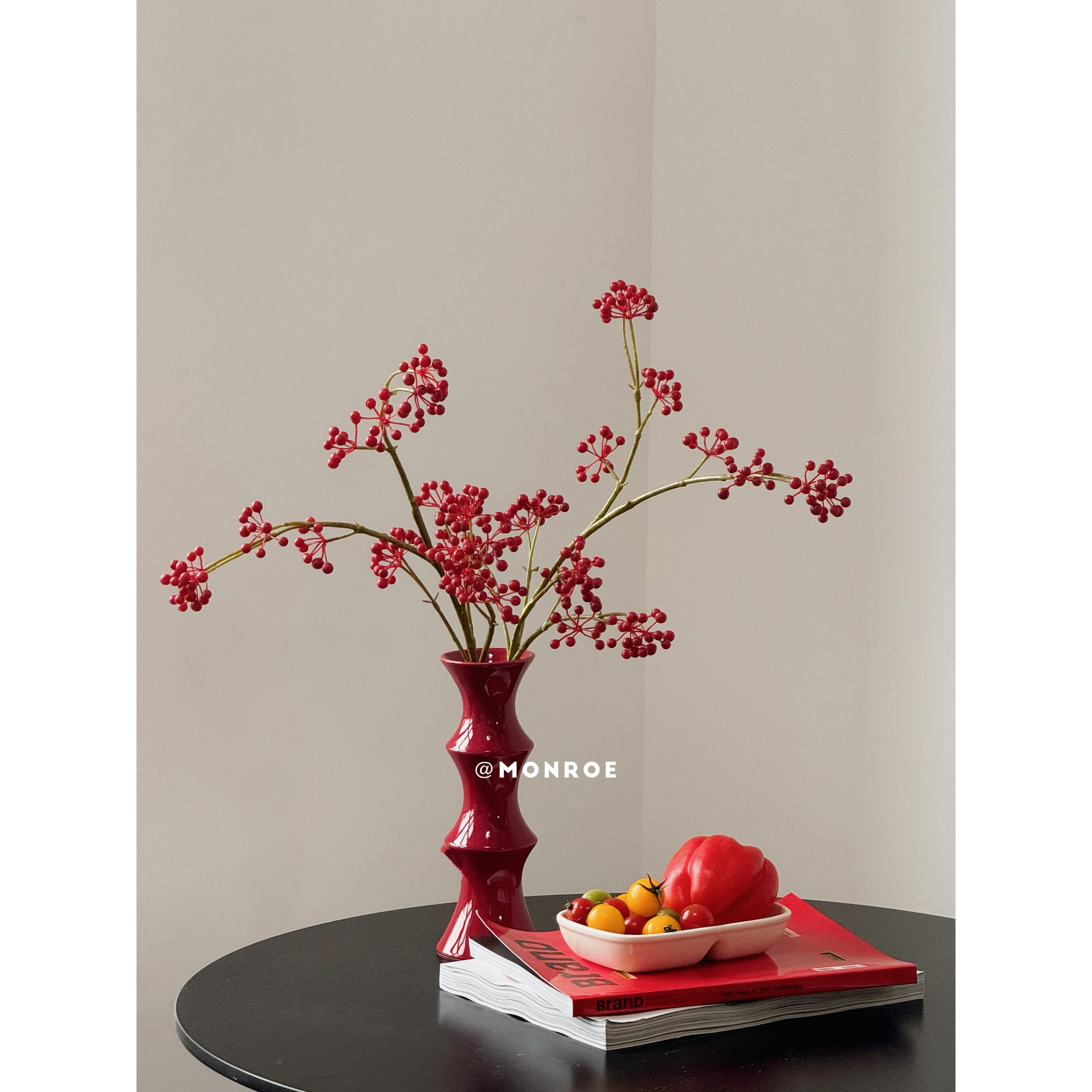 竹筒花瓶·梦鹿花器 高级感花瓶陶瓷圆柱形窄口长条桌面插花装饰