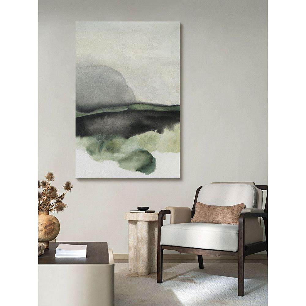 新中国风抽象水墨山水画原木风格客厅装饰画竖挂画