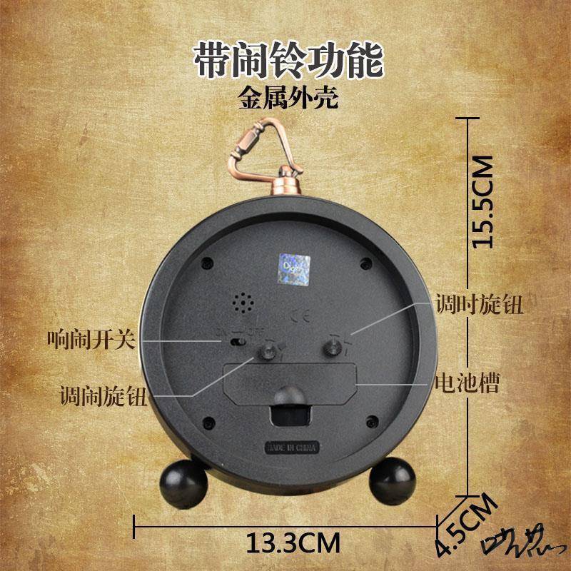 表摆放钟式舍复古装饰小型怀旧QVJ闹钟宿桌面具摆件道家用摆放时