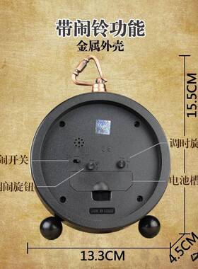 表摆放钟式舍复古装饰小型怀旧QVJ闹钟宿桌面具摆件道家用摆放时
