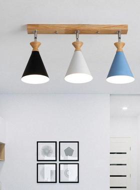 现创意实个性简约木长条三头餐厅厅客卧室实吸顶灯HFWJ03阳台代过