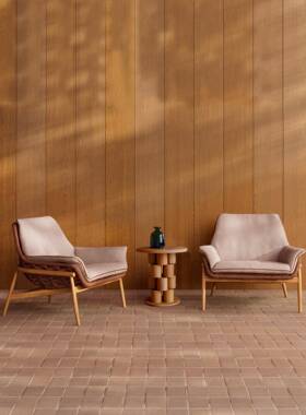 户外沙发藤椅编子庭阳台实木露天花组PUZ园外院摆别墅茶几防雨防