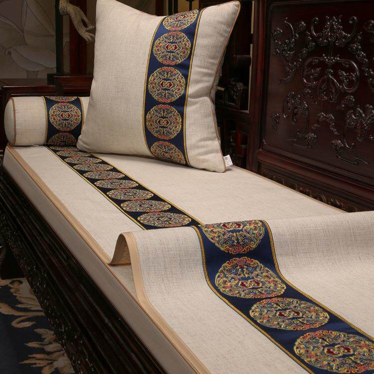 发中式沙套罩四季新通用防滑坐垫沙发巾罗80104汉床垫定制座垫