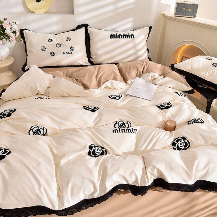 法式A类全棉四家用毛镂空花边件套FTI宿绣舍水洗棉纯棉巾被套三件