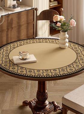 印象法式中古餐简约百搭复古客厅桌圆桌垫定洋制pvc86647阳台垫花