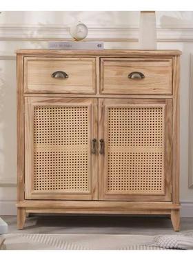 餐复古备家用实木带餐玄关柜柜水柜藤编客柜厅水柜ZG-68614茶门斗