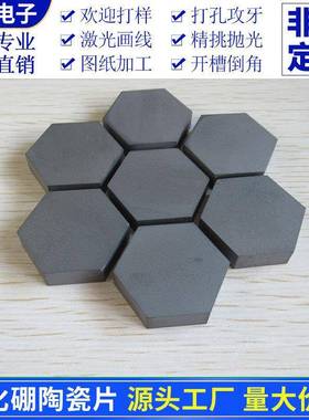六边形化硼陶瓷片B4C靶材30*8/10m科BL114-42研实验陶瓷耐高碳温m