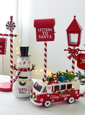 NUCHI人圣节装饰品铁艺邮筒信箱N24071诞雪橇车雪酒店前台装饰摆