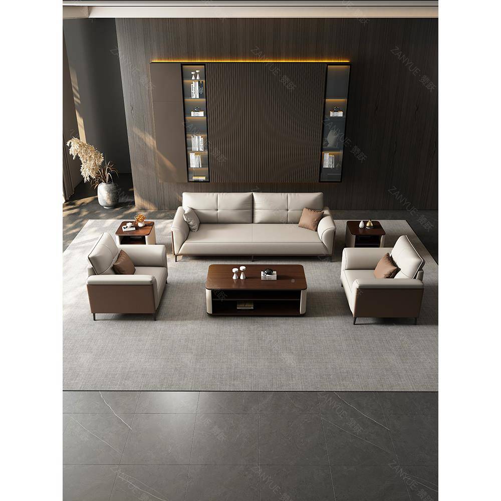 办公沙茶几组套装简约发沙接待室商务会GZS客三人位老板办公合室