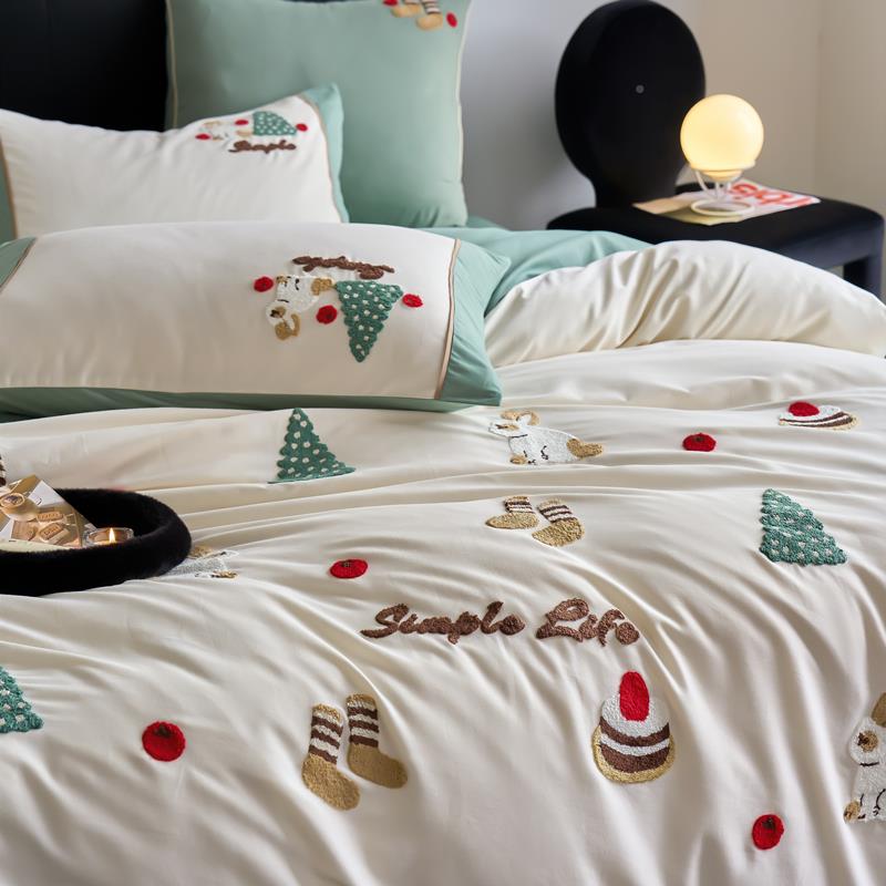 100高支全S棉厚磨毛四件套贡缎长加绒可棉爱纯棉床上被JQN套床单