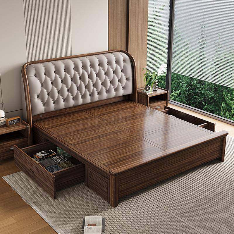 金木实木床静音床板双人加厚ERL1中.8床乌米新式床头软包靠背储物