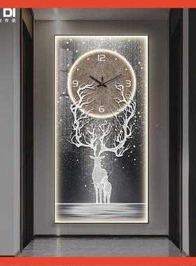 ?XT70轻奢玄关装画时40561钟挂墙走过道挂饰画钟表挂钟客廊厅LED