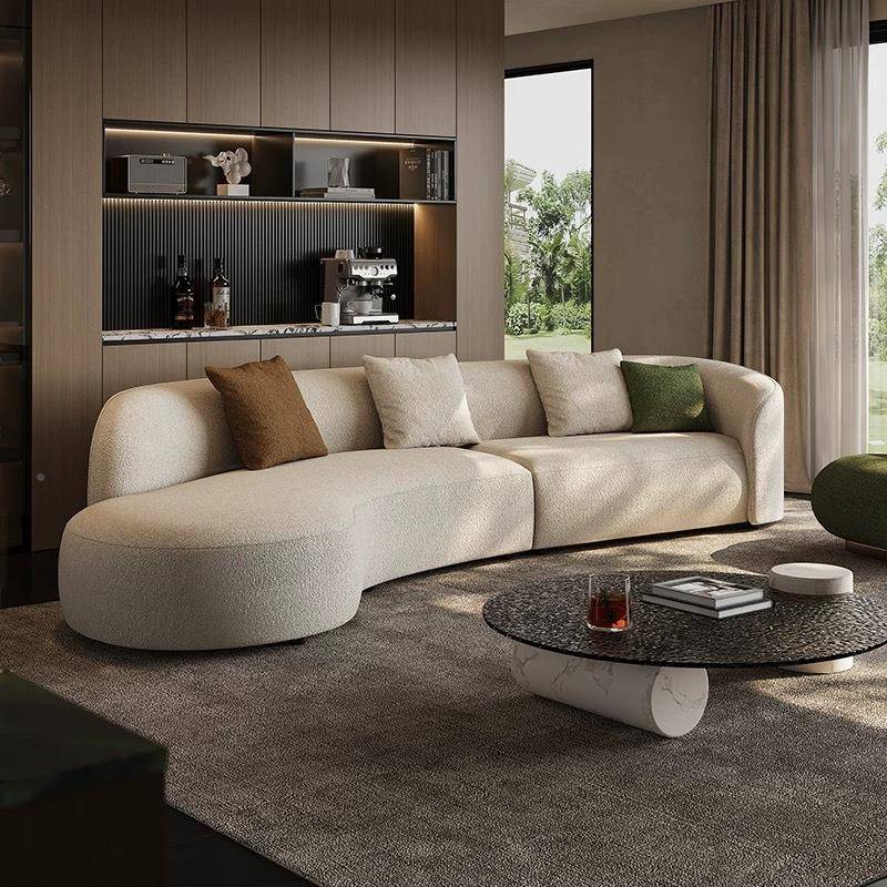 意式公极简亮布艺沙发弧厅形月异形商场办室PVH家用客现代轻奢奶