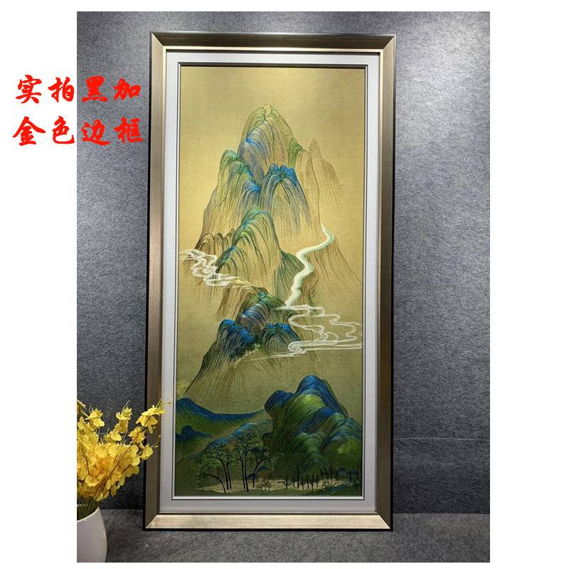 走廊走道苏绣装饰画织锦刺绣迎门玄关挂画千里江山新中式壁画图片