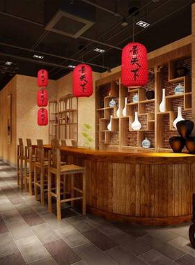 中式餐厅厅吊灯茶楼茶室东意南亚竹编灯笼卧室阳台灯客日DPE式创