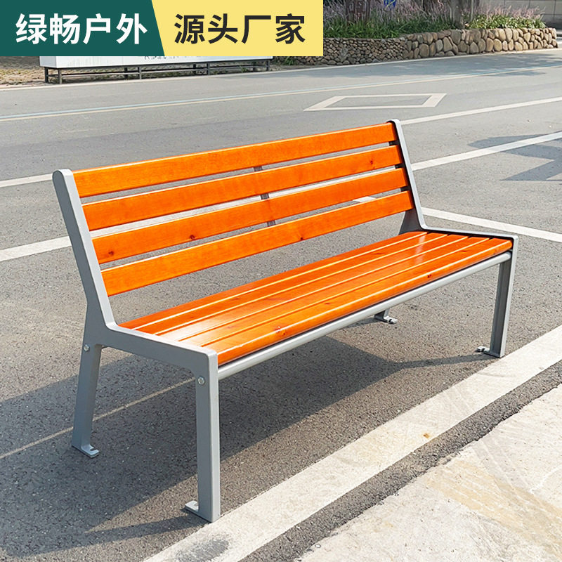 公园椅户外长椅塑木不锈钢菠萝格防腐实木室外铸铝休闲小区靠背椅