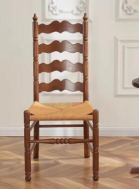 夏家法式中古风IMY高靠背绳编餐椅风家用酒店影楼花店办公椅民宿