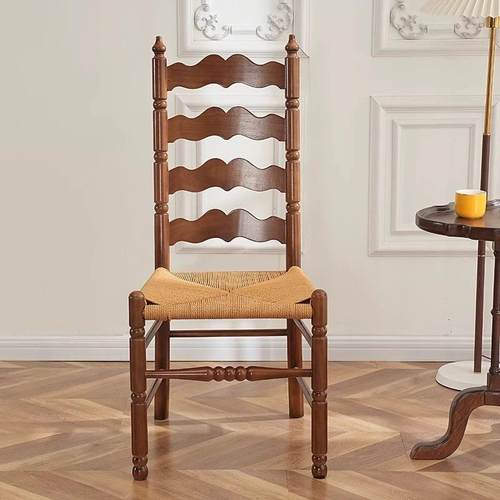 夏家法式中古风IMY高靠背绳编餐椅风家用酒店影楼花店办公椅民宿