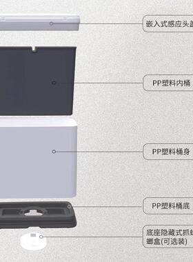 智能感应料垃圾桶红小9STAL收纳桶不锈钢容量自动外线感塑应垃圾