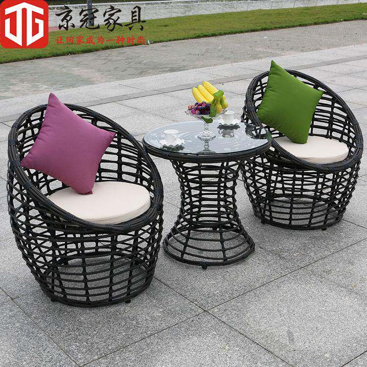 户外藤椅三套庭院组合休闲茶几家MGY藤编座桌椅具阳台喝茶椅件粗