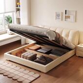 现代简约猫爪绒艺床轻奢布主卧大床意式 极简红网大款 气双XPK人床