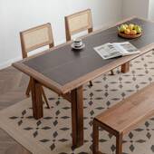 北美黑胡方桃全实木岩板餐桌樱桃木xyj 100原木木户小型长形多功