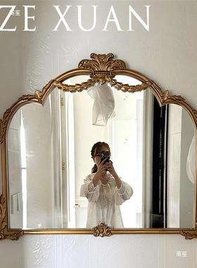 法式复古17540浴镜欧室式雕花壁美厕所挂卫生间洗式面台化妆镜