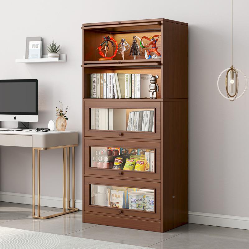 防架RCX尘架书置物落地书柜带门储展示柜亚克力书本翻盖收纳柜子