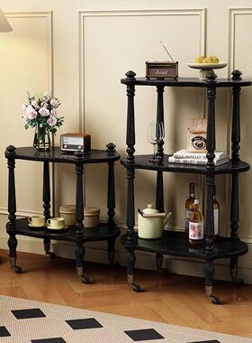 法复MSLA82#茶几小户型客厅可移动沙木发边几角式古几实小推车收