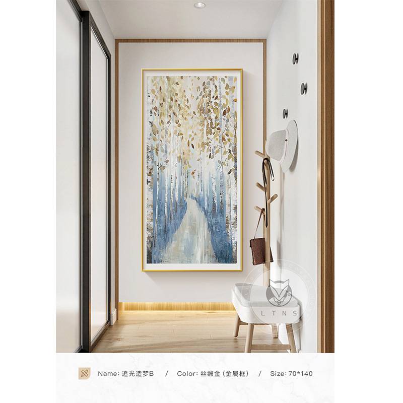 现代轻奢玄关装饰画过道走廊入户楼梯挂画美式高档大幅壁画图片
