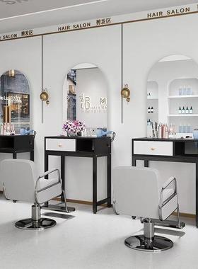 专业发理发店网款镜红台美VHC店带灯镜子发廊免打发孔一体剪镜