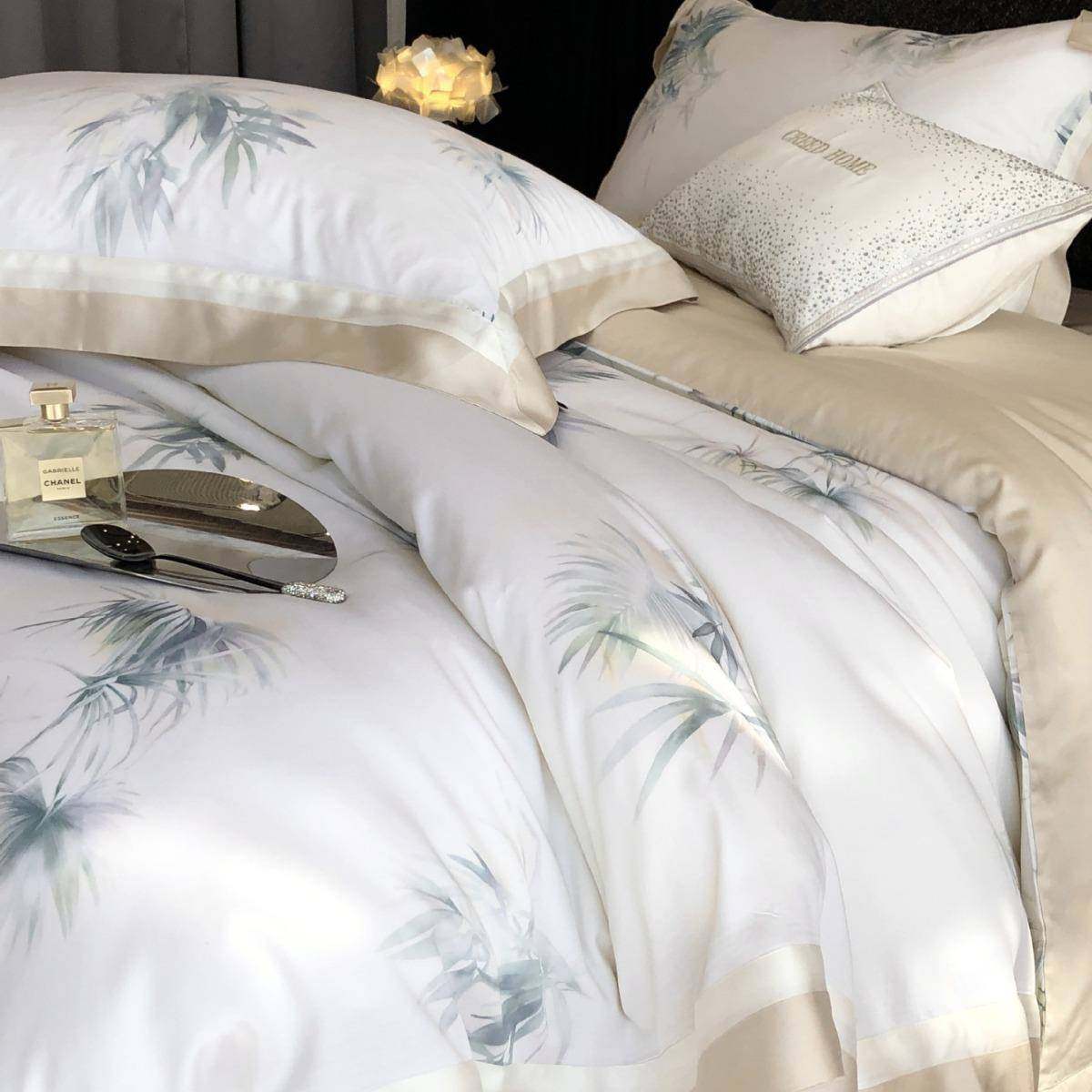 RAY夏季美式60支LF兰丝四件套数码印精花丝滑天凉感夏天套被床上