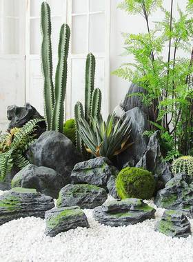 仿真石头RKX软装园件造景玻璃钢假山室内摆花中式庭院外鱼池缸室