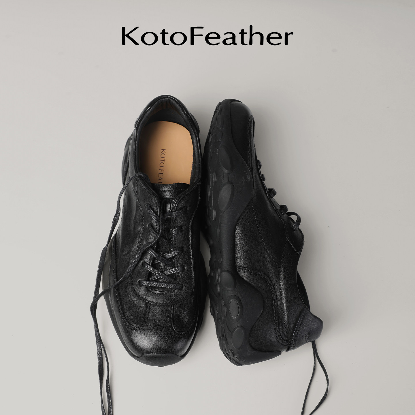 珡羽KotoFeather手工马皮休闲皮鞋男士英伦轻便透气德训鞋新款