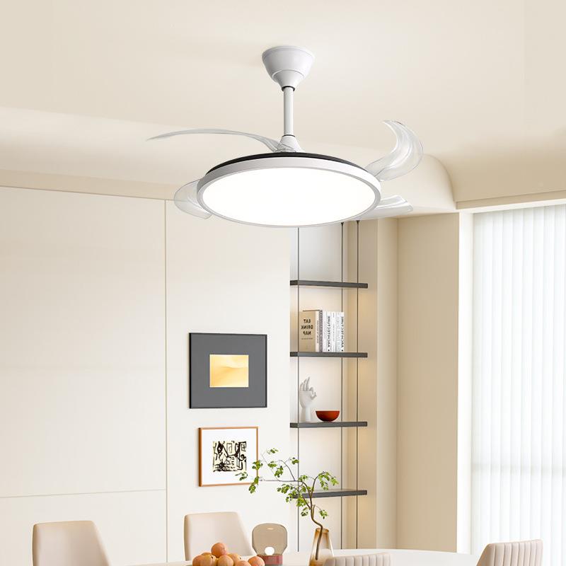 全光谱灯风扇现代厅简约406家用智能餐灯电吊灯隐形吊扇静音风扇
