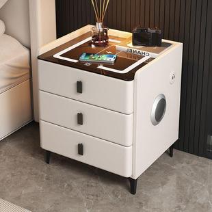 轻智能多ENT功能实充电用床头柜无线奢床边柜现家代简约卧室指木