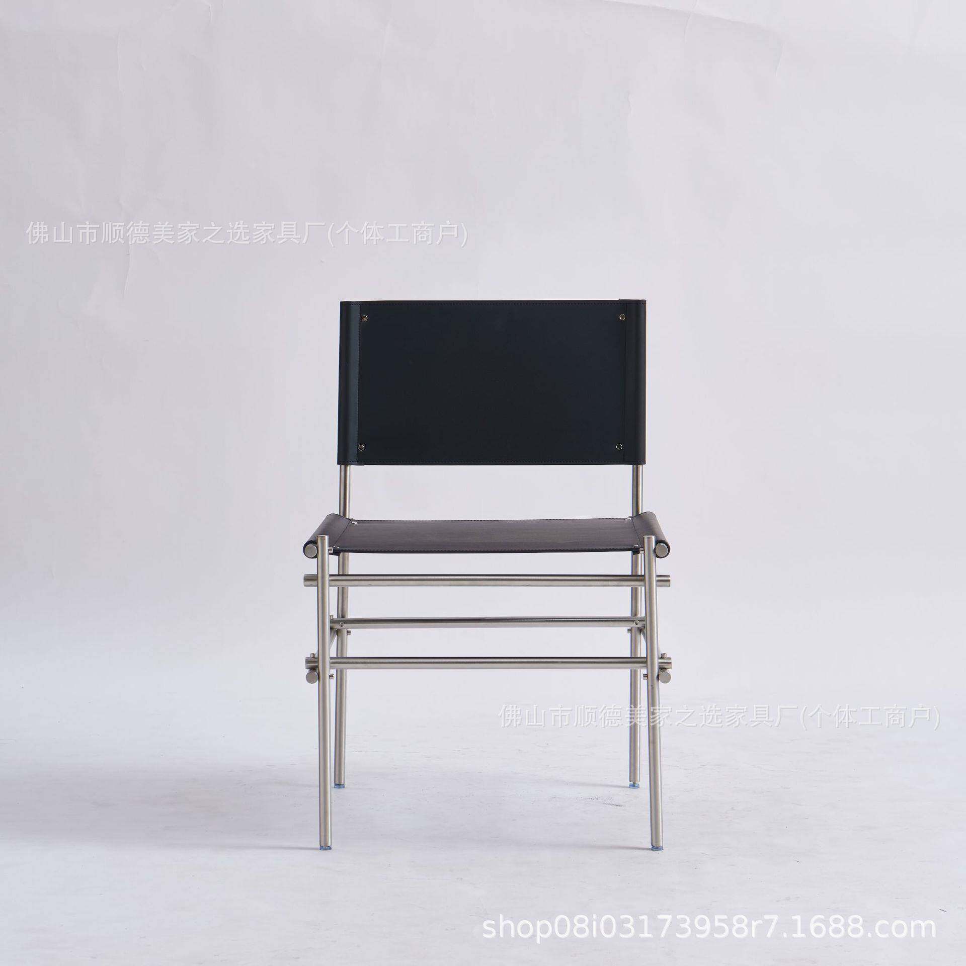 知绘丨意高式极简设计餐师轻椅复古艺术感锈钢靠PIU背椅奢端马鞍