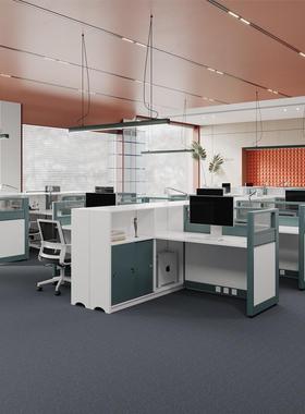 办公室办公桌简4约现代员工卡l型人位屏职员BMU工位座财务桌椅组