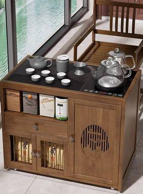新中式10756茶移小茶台客厅茶水柜沙发边几泡动台烧水壶茶一体茶