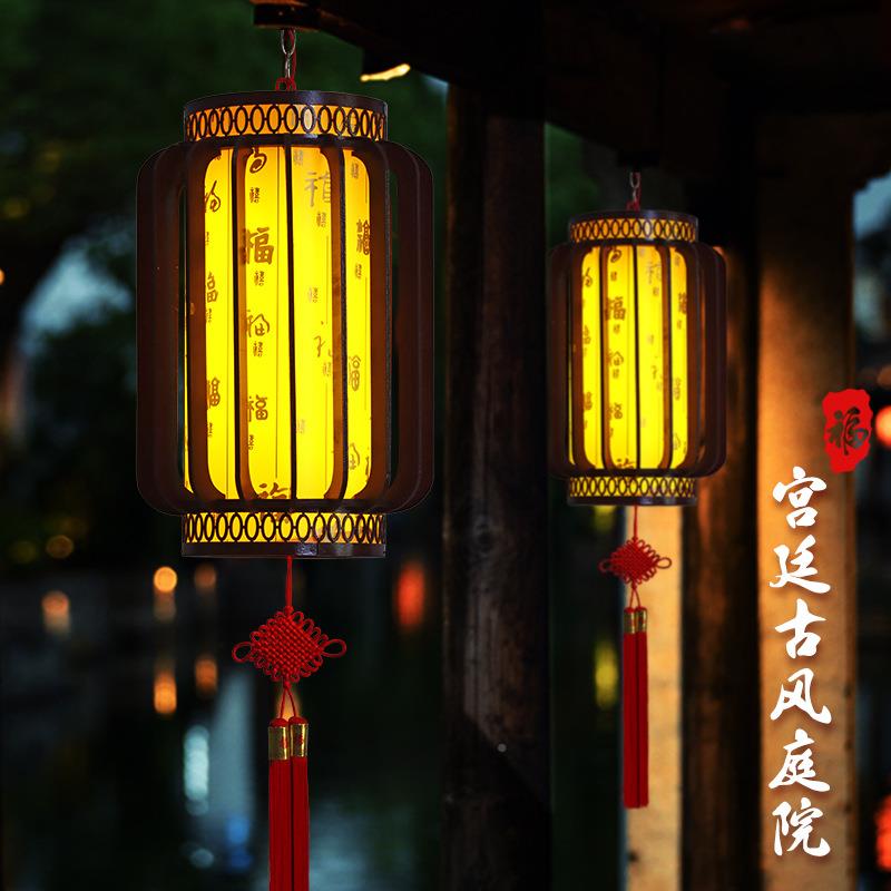 实木转OXB笼仿古阳台旋走廊灯茶楼饰吊饰木艺中式吊灯装木制宫灯