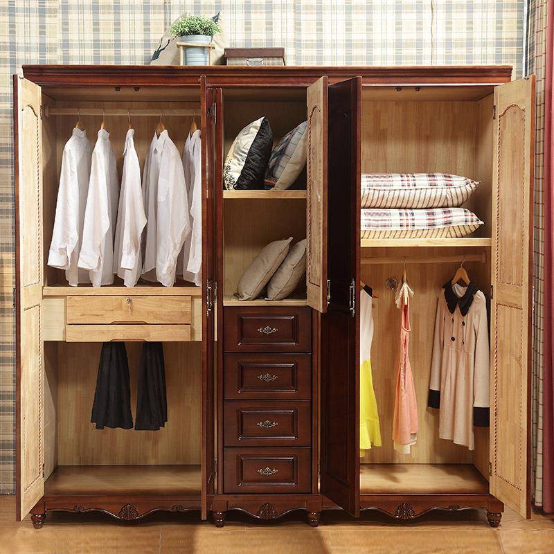 美式实简木衣柜881#美式5五门现代约卧室体整大衣橱装组储物柜