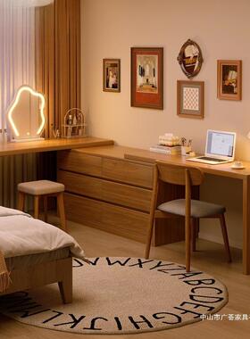 实木梳妆台电脑桌桌生态板卧书落室地斗柜妆台一79293转角移体动