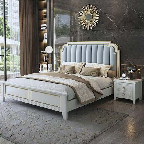 现代简约美式轻奢实木床.8WWY米双人主1卧储物1.5米气软床头包压