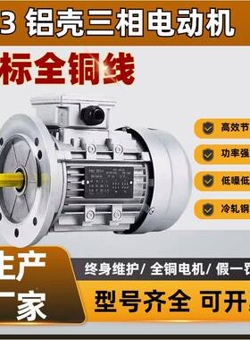 Y3铝壳三相E0异步38V电动机全铜线0.370/.55/0287.75KW国标马达电